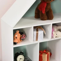HOMCOM Estante de Madeira Infantil em Forma de Casa Estante para Crianças com 8 Compartimentos Abertos e Gaveta de 2 Cores 82x30x126cm Branco(m-8)