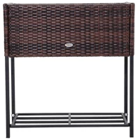 Outsunny Suporte para Vasos de Plantas Exterior para Horta Vertical Mesa de Cultivo Retangular sem Fundo com Prateleira e Pés Elevados para Terraço Pátio 70x30x70cm Marrom(m-4)