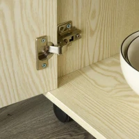 HOMCOM Armário Auxiliar para Microondas Armário de Cozinha Baixo com Armário de 2 Portas e Prateleira Ajustável com Rodas Carga 70 kg 60,4x40,3x97cm Carvalho(m-8)