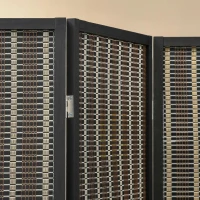 HOMCOM Biombo de 4 Painéis de Bambú Separador de Ambientes Dobrável Divisória para Espaços 180x180cm Marrom e Preto(m-8)