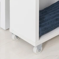 Kleankin Armário de casa de banho auxiliar Carrinho de armazenamento de 3 prateleiras com rodas e alça lateral 50x13x67,5 cm Branco(m-8)