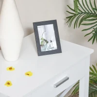 HOMCOM Mesa consola tipo aparador de estilo moderno com 2 gavetas e prateleiras inferiores 105x40x76 cm Branco(m-6)