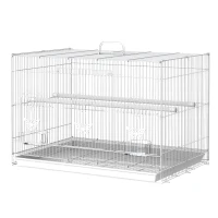 PawHut Gaiola para pássaros 60x41x41cm Aviário com 2 poleiros e 3 portas para pássaros pequenos Canários Papagaios de metal branco(m-1)