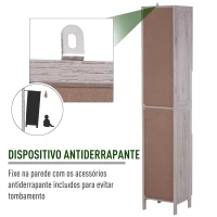 kleankin Coluna Casa de Banho Armário Alto Casa de Banho com 2 Prateleiras Abertas e 2 Armários 30x32x172,5 cm Madeira Acinzentada(m-8)
