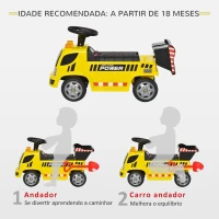 HOMCOM Carro Andador para Bebés acima de 18 meses Tipo Caminhão com Música Faróis Caixa Dobrável e Pá Veículo sem Pedais de Brinquedo 72x28,2x42cm Amarelo(m-4)