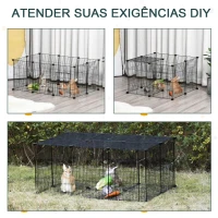 PawHut Recinto para Animais de Estimação DIY s com 22 Painéis e Porta Recinto Modular para Coelhos 105x70x45 cm Preto(m-4)