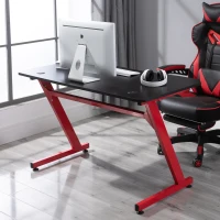 HOMCOM Secretária gaming com suporte de copo Gancho Almofadas 120x65x74,5 cm(m-2)