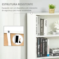 HOMCOM Estante para Livros com 4 Compartimentos Abertos e 1 Armário com 2 Prateleiras Armazenamento Livros Plantas para Sala de Estar Escritório 59x29x180cm Branco(m-5)
