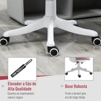 Vinsetto Cadeira de Escritório Giratória Função de Inclinação Altura Ajustável Ergonômica com Apoio de Braço Elevavel Carga 120 kg62,5x60x94-104 cm Rosa(m-8)