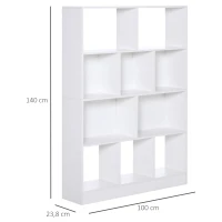 HOMCOM Estante de 4 níveis com 10 compartimentos Prateleiras de armazenamento multiuso 100x23,8x140 cm Branco(m-3)