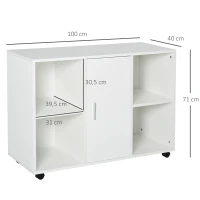 Vinsetto Armário para Escritório de Impressora com Espaço de Armazenamento e Rodas 100x 40 x 71 cm Branco(m-3)