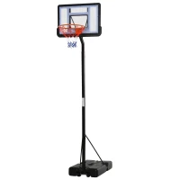 HOMCOM Tabela de Basquetebol Portátil Ajustável em Altura com Base Recarregável para Crianças e Adultos 86x165x302-352 cm Preto(m-1)