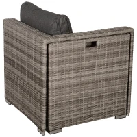 Outsunny Conjunto de Jardim 8 Peças de Vime com 2 Mesas de Centro Poltronas e 2 Apoio para os Pés Marrom e Cinza(m-12)