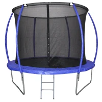 HOMCOM Trampolim de Jardim Φ244cm Trampolim para Crianças e Adultos cm Rede de Segurança Cobertura nas Bordas e Escada para Exterior Azul(m-1)