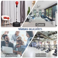 HOMCOM Punching Ball Ajustável em Altura com Base Recarregável Punching Ball de Boxe com Suporte e Luvas Ø48x136-154 cm Vermelho(m-7)