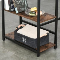 HOMCOM Conjunto de mesa de bar e 2 bancos com apoio para os pés e prateleiras de 3 níveis 109x60x100 cm marrom rústico(m-11)