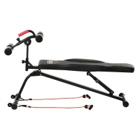 HOMCOM Banco de Abdominais Dobrável com Altura Ajustável 4 Ângulos Suporte para Pernas Ergonómico 44,5x143x84-92 cm Preto(m-4)