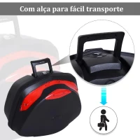 HOMCOM Mala para Motocicleta Mala para Mota Capacidade de 48L com Fechadura e 2 Chaves 56,5x44x32 cm Preto e Vermelho(m-5)