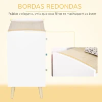 HOMCOM Cómoda Infantil com 3 Gavetas Pés de Madeira amplo espaço de Armazenamento para Brinquedos Roupa Livros 90x40x75,2cm Branco(m-6)