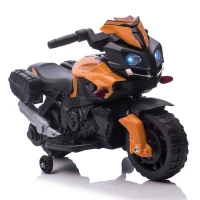 HOMCOM Moto Elétrica para Crianças a partir de 18 Meses 6V com Faróis Buzina 2 Rodas de Equilibrio Velocidade Máx. de 3km/h Motocicleta de Brinquedo 88,5x42,5x49cm Laranja(m-1)