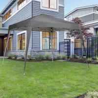 Outsunny Tenda Dobrável Tenda com Desenho Pop Up para Jardim Campismo Festas Eventos Aço e Oxford 2.4x2.4 m Cinza(m-12)