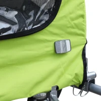 PawHut Reboque Bicicleta 2 em 1 com Guiador Amortecimento Roda Giratória 360° Refletores 155x83x108 cm Verde e Cinza(m-9)