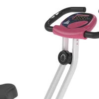 HOMCOM Bicicleta ergométrica profissional dobrável com 8 níveis de resistência magnética Assento com Altura Ajustável Aço 43x97x109 cm Rosa(m-8)