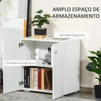 HOMCOM Aparador de Sala de Estar com 2 Portas Armário Auxiliar com 2 Prateleiras para de Livros Roupa Brinquedos Estilo Moderno 70x39x70cm Branco(m-4)
