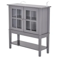 HOMCOM Aparador Vitrina Multifuncional para Entrada Cozinha Salas de Estar Aparador com Prateleiras 2 Portas e Anti-Tombo 80x28x84cm Cinza(m-12)