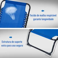Outsunny Espreguiçadeira de jardim reclinável dobrável e ajustável com 4 posições com sistema de laço Estrutura de Aço 197x58x76 cm Azul escuro(m-5)
