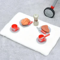 HOMCOM Conjunto de Churrasqueira para Crianças Acima de 3 Anos 39 Peças Luz e Som 34.5x37x56 Vermelho(m-5)