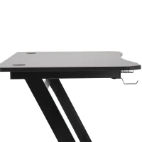 HOMCOM Secretária tipo gaming mesa de escritório com suporte para copos gancho e pés ajustáveis 120x65x74,5 cm preto(m-7)
