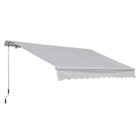 Outsunny Toldo Manual 3,5x2,5 m de Alumínio Toldo de Varanda Pátio com Manivela Resistente a Água Proteção Solar UV Branco