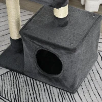 PawHut Arranhador para Gatos 50x30x81,5 cm Centro de Atividades para Gatos com Poste de Sisal Plataformas e Caverna Cinza(m-11)