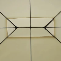 Outsunny Pérgola de Jardim com Estrutura de Aço Teto Duplo 6 Cortinas Laterais 8 Orifícios de Drenagem 300x400x280 cm Creme(m-8)
