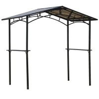 Outsunny Pergola para Churrasqueira 246x149x230 cm de alumínio com 2 Prateleiras para Jardim Preto(m-1)