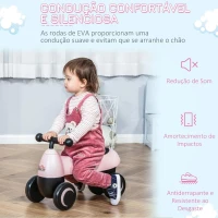 HOMCOM Andador para bebés acima de 18 meses tipo quadriciclo com 4 Rodas e Guidão 54x26x38cm Rosa Preto(m-4)