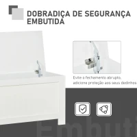 HOMCOM Baú de Armazenamento de Madeira Baú de Arrumação com Dobradiça de Segurança Carga Máxima 20 kg 81x40x46 cm Branco(m-5)