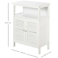 kleankin Armário Casa de Banho com 2 Portas Persianas e Compartimento Aberto Desenho Moderno 60x30x81,6 cm Branco(m-3)