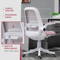 Vinsetto Cadeira de Escritório Giratória Função de Inclinação Altura Ajustável Ergonômica com Apoio de Braço Elevavel Carga 120 kg62,5x60x94-104 cm Rosa(m-9)