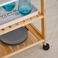 HOMCOM Carrinho de cozinha de 4 niveis com bandeja removível 40x30x76 cm Branco(m-9)