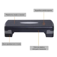 HOMCOM Step para Exercício Aeróbico Plataforma Step com Altura Ajustável em 2 Níveis com Carga Máxima 120kg para Exercício em Academia Casa 68x29x10-15cm Preto(m-7)
