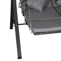 Outsunny Baloiço de Jardim de 3 Lugares com Toldo Ajustável Baloiço de Exterior com Toldo Almofadas para Jardim Terraço Carga Máxima 270kg 200x115x168cm Cinza(m-15)