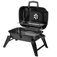 Outsunny Barbecue a Carvão Portátil Barbecue a Carvão de Mesa Compacta para Jardim Exterior Campismo 59x43x39 cm Preto(m-1)