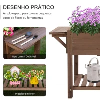 Outsunny Horta Vertical com Prateleira Horta Elevada de Madeira Maciça para Cultivo de Flores Verduras Ervas 123x54x74cm Marrom(m-6)