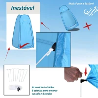 Outsunny Tenda de Duche para Campismo Dobrável Pop UP Tenda de Privacidade com proteção UV e Tecido Impermeável 100x100x185cm Azul(m-4)