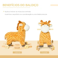 HOMCOM Baloiço Infantil em Forma de Girafa para Crianças acima de 3 Anos Baloiço 2 em 1 com Rodas e Sons 63x38x63cm Multicolor(m-8)