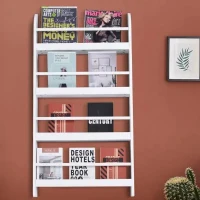 HOMCOM Estante de Parede para Livros com 4 Prateleiras Estante de Livros para Escritório Dormitório Entrada Carga Máxima 30 kg 56x12x113 cm Branco(m-2)