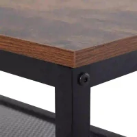 HOMCOM Banco Sapateira de Estilo Industrial Móvel para Sapatos com 2 Prateleiras de Grade 70x30x48cm Madeira e Preto(m-9)