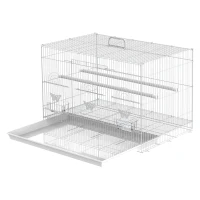 PawHut Gaiola para pássaros 60x41x41cm Aviário com 2 poleiros e 3 portas para pássaros pequenos Canários Papagaios de metal branco(m-11)